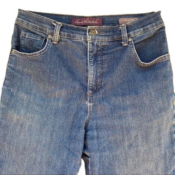 Gloria Vanderbilt Amanda Blue Capri Cuffed Jeans Size  6 - Picture 5 of 12